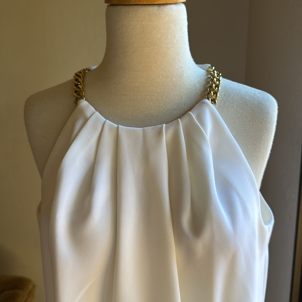Michael Kors Elegant White Sleeveless Dress